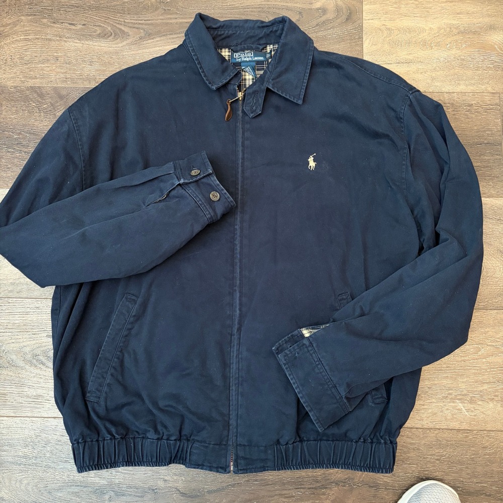 Polo Ralph Lauren Harrington Mens L Navy Vintage 90s Swing Top Bayport READ